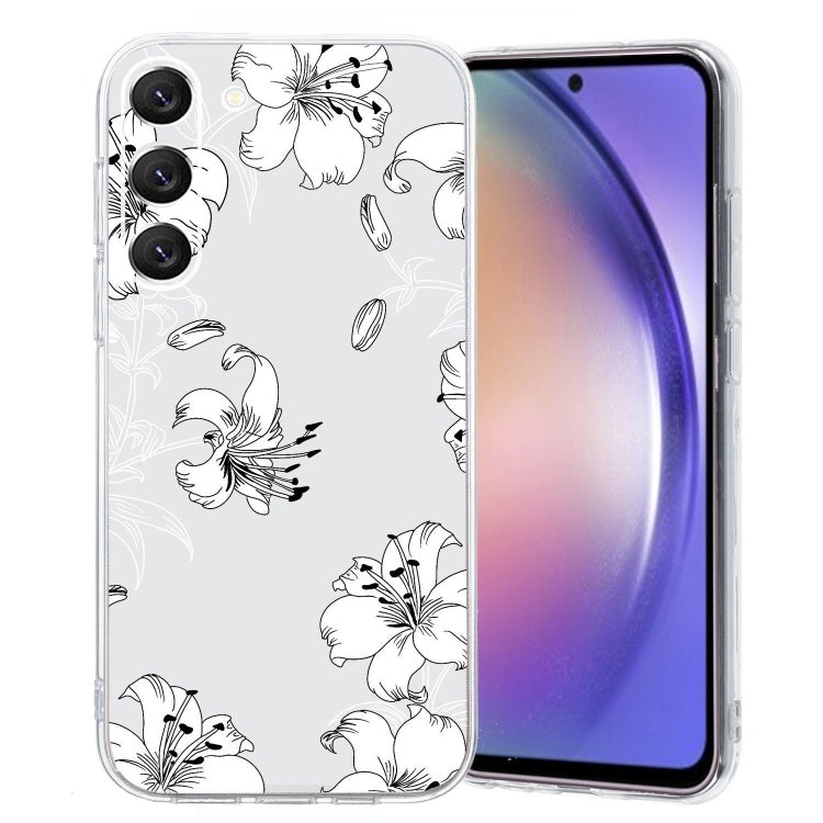 For Samsung Galaxy S23+ 5G Colored Drawing Pattern Transparent TPU Phone Case(White Flower) - HoMEdemic™ 