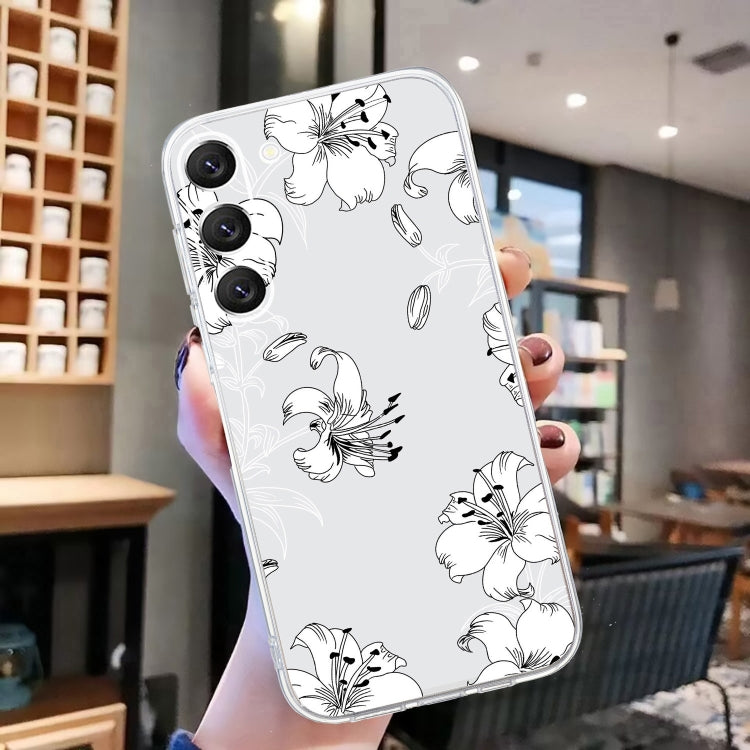 For Samsung Galaxy S23+ 5G Colored Drawing Pattern Transparent TPU Phone Case(White Flower) - HoMEdemic™ 