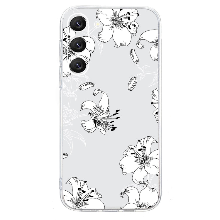 For Samsung Galaxy S23+ 5G Colored Drawing Pattern Transparent TPU Phone Case(White Flower) - HoMEdemic™ 