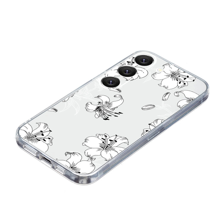 For Samsung Galaxy S23+ 5G Colored Drawing Pattern Transparent TPU Phone Case(White Flower) - HoMEdemic™ 