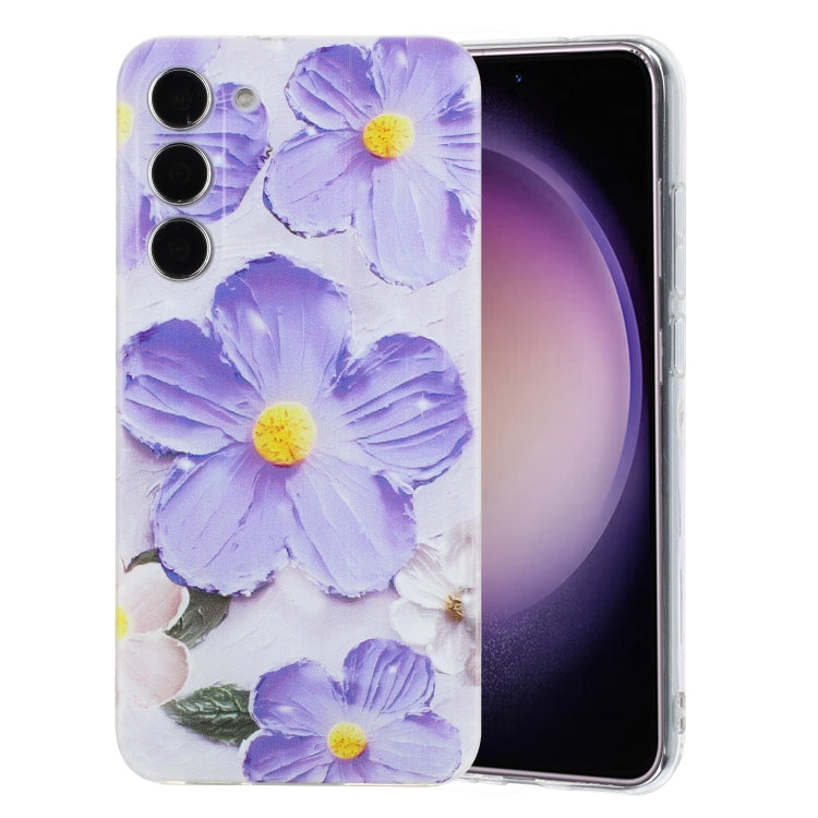 For Samsung Galaxy S23+ 5G Colorful Painting Pattern TPU Phone Case(Purple Flowers) - HoMEdemic™ 
