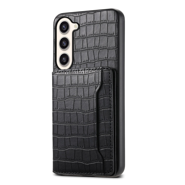 For Samsung Galaxy S23+ 5G Crocodile Texture Card Bag Design Full Coverage Phone Case(Black) - HoMEdemic™ 