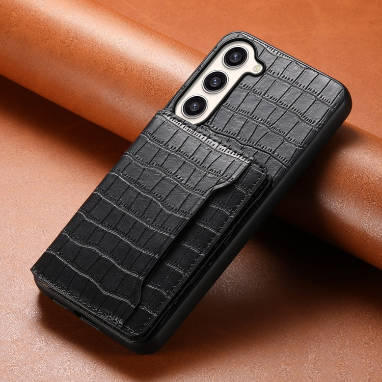 For Samsung Galaxy S23+ 5G Crocodile Texture Card Bag Design Full Coverage Phone Case(Black) - HoMEdemic™ 