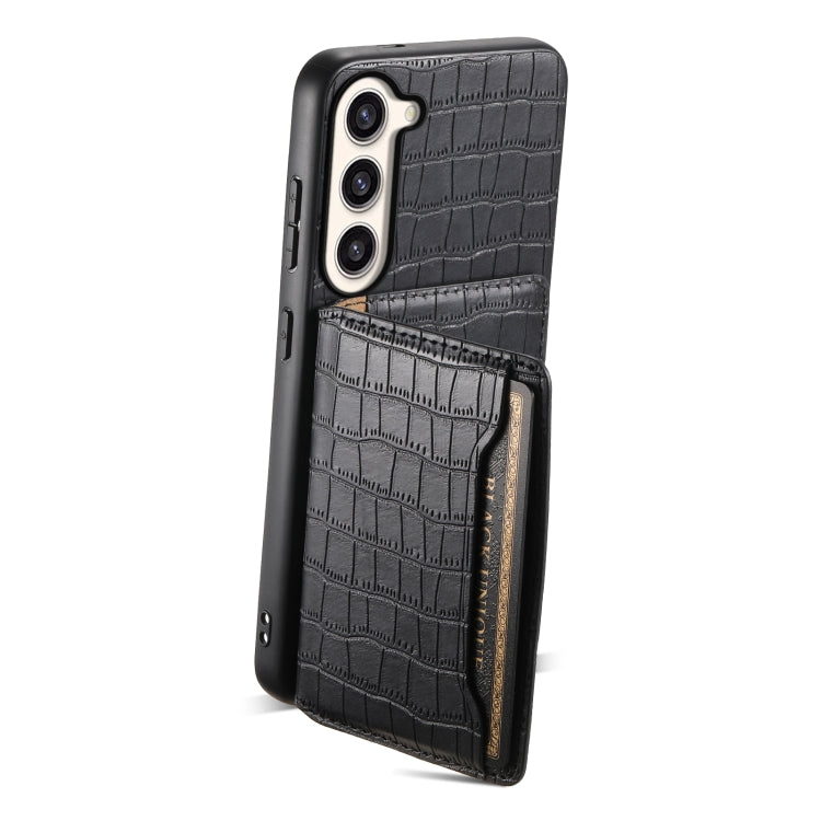 For Samsung Galaxy S23+ 5G Crocodile Texture Card Bag Design Full Coverage Phone Case(Black) - HoMEdemic™ 
