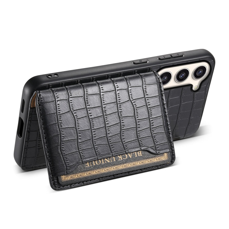 For Samsung Galaxy S23+ 5G Crocodile Texture Card Bag Design Full Coverage Phone Case(Black) - HoMEdemic™ 