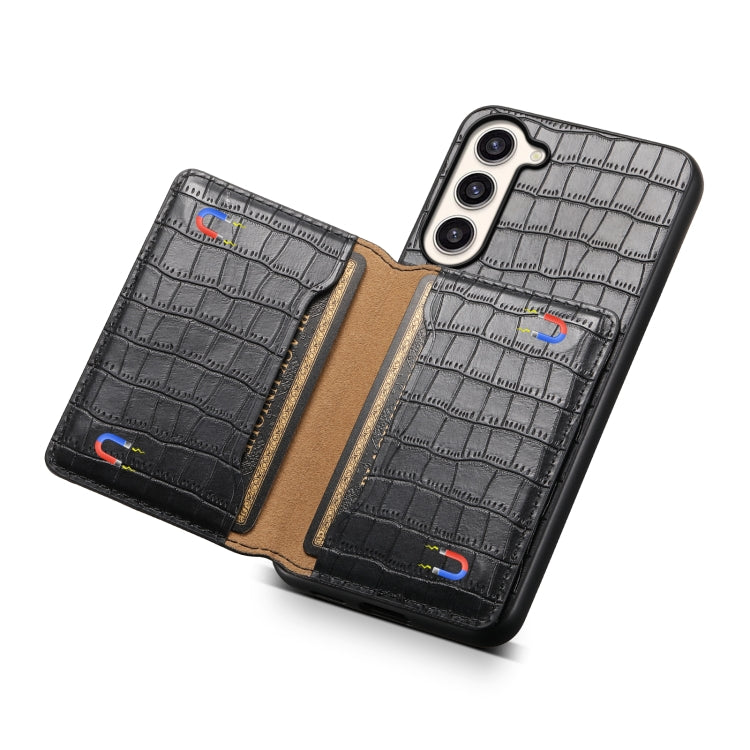 For Samsung Galaxy S23+ 5G Crocodile Texture Card Bag Design Full Coverage Phone Case(Black) - HoMEdemic™ 