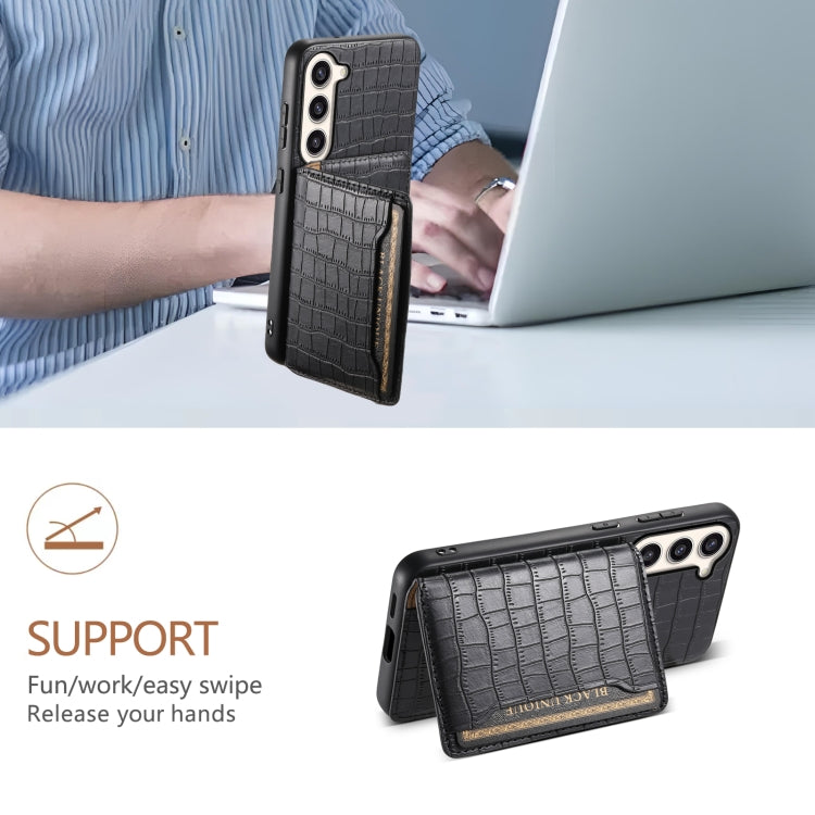 For Samsung Galaxy S23+ 5G Crocodile Texture Card Bag Design Full Coverage Phone Case(Black) - HoMEdemic™ 