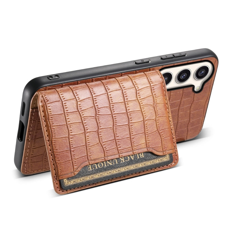 For Samsung Galaxy S23+ 5G Crocodile Texture Card Bag Design Full Coverage Phone Case(Brown) - HoMEdemic™ 