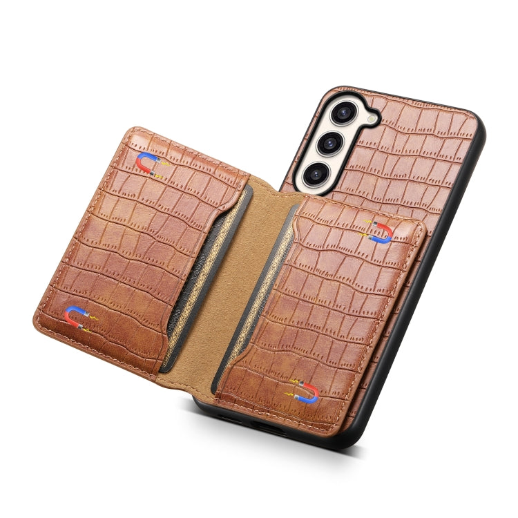 For Samsung Galaxy S23+ 5G Crocodile Texture Card Bag Design Full Coverage Phone Case(Brown) - HoMEdemic™ 