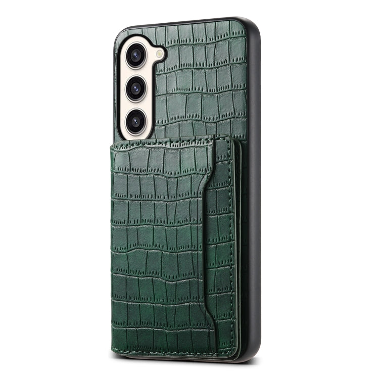For Samsung Galaxy S23+ 5G Crocodile Texture Card Bag Design Full Coverage Phone Case(Green) - HoMEdemic™ 