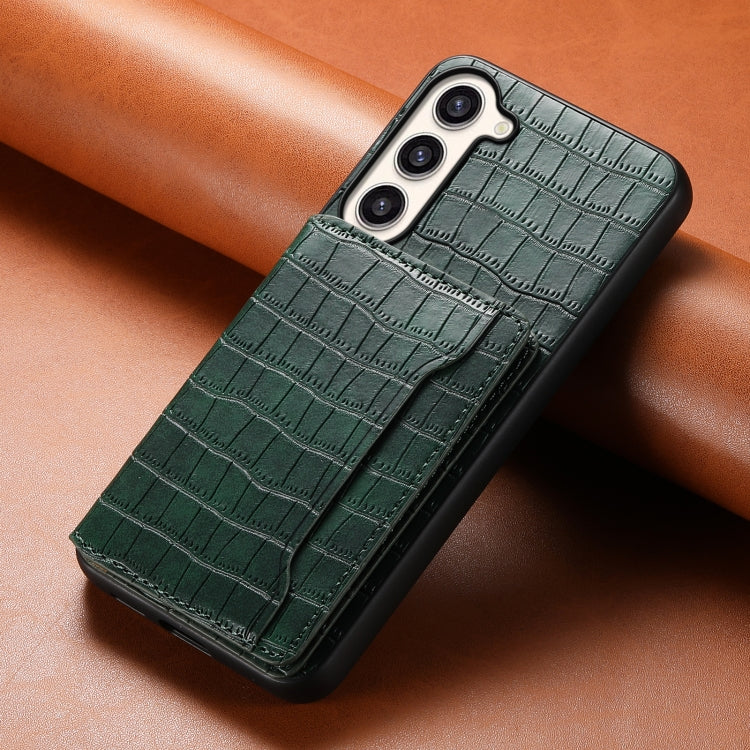 For Samsung Galaxy S23+ 5G Crocodile Texture Card Bag Design Full Coverage Phone Case(Green) - HoMEdemic™ 