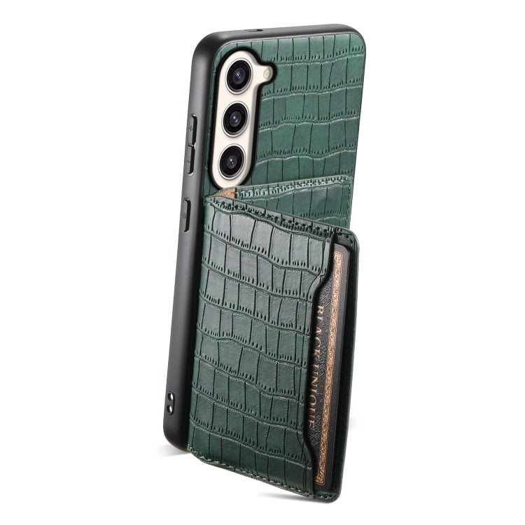 For Samsung Galaxy S23+ 5G Crocodile Texture Card Bag Design Full Coverage Phone Case(Green) - HoMEdemic™ 