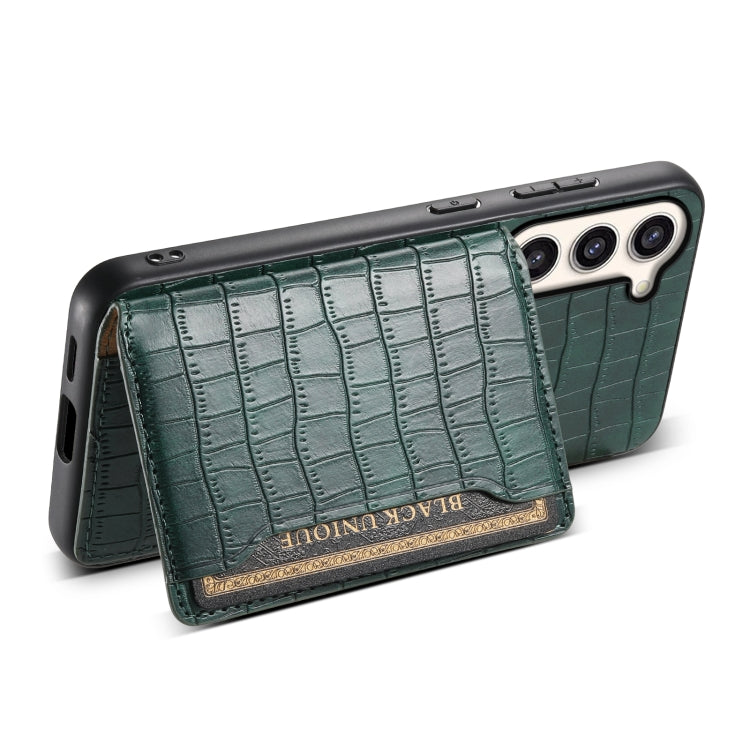 For Samsung Galaxy S23+ 5G Crocodile Texture Card Bag Design Full Coverage Phone Case(Green) - HoMEdemic™ 