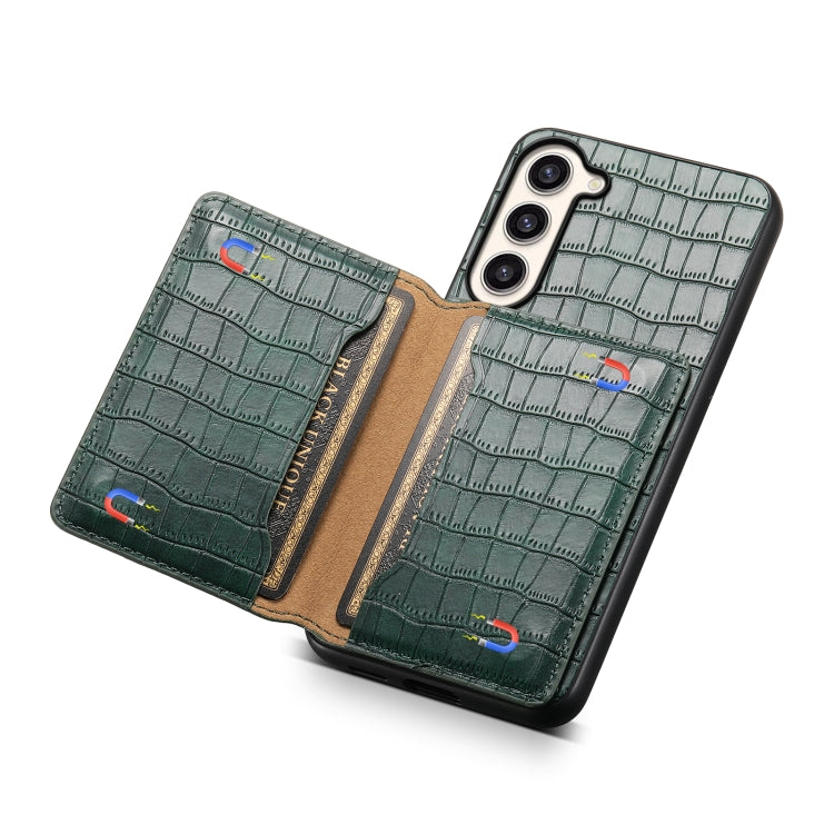 For Samsung Galaxy S23+ 5G Crocodile Texture Card Bag Design Full Coverage Phone Case(Green) - HoMEdemic™ 