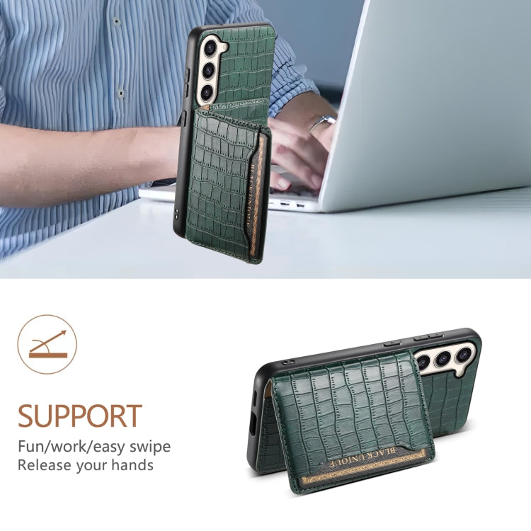 For Samsung Galaxy S23+ 5G Crocodile Texture Card Bag Design Full Coverage Phone Case(Green) - HoMEdemic™ 