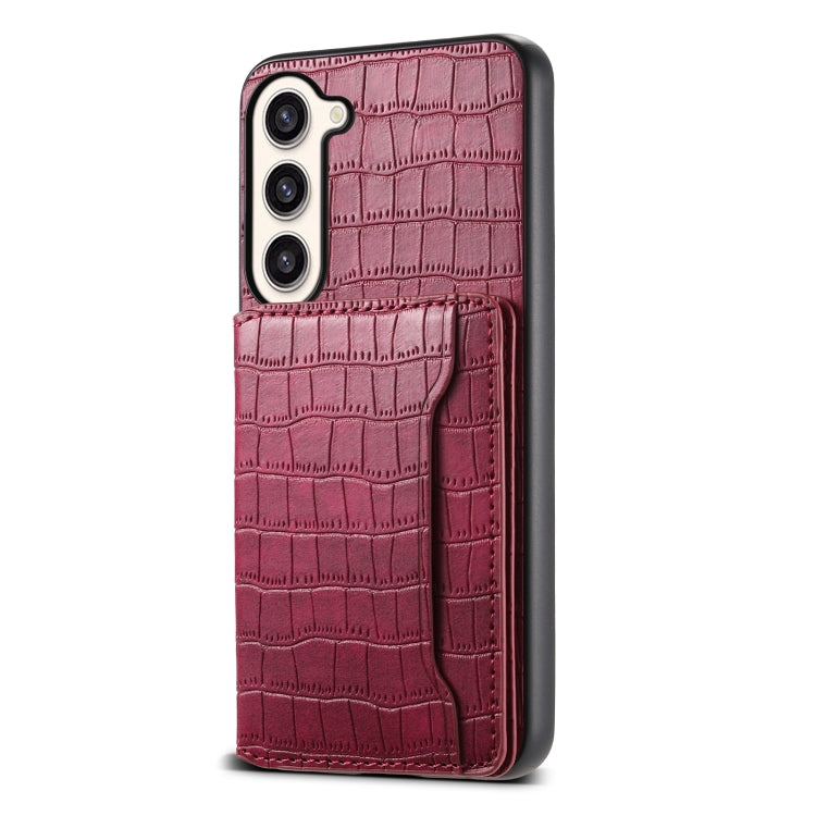 For Samsung Galaxy S23+ 5G Crocodile Texture Card Bag Design Full Coverage Phone Case(Red) - HoMEdemic™ 