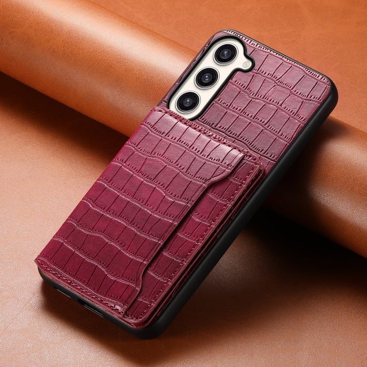 For Samsung Galaxy S23+ 5G Crocodile Texture Card Bag Design Full Coverage Phone Case(Red) - HoMEdemic™ 