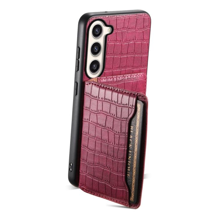 For Samsung Galaxy S23+ 5G Crocodile Texture Card Bag Design Full Coverage Phone Case(Red) - HoMEdemic™ 
