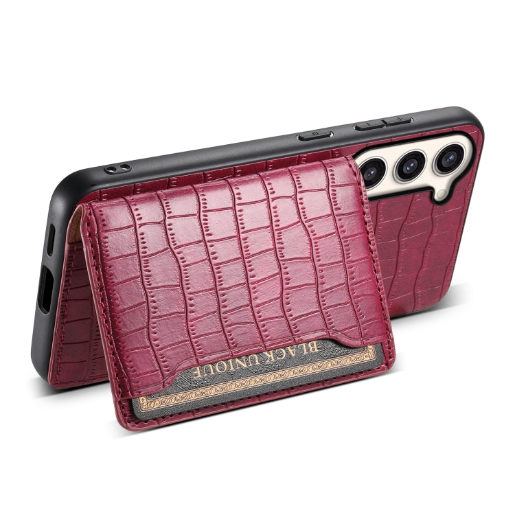 For Samsung Galaxy S23+ 5G Crocodile Texture Card Bag Design Full Coverage Phone Case(Red) - HoMEdemic™ 