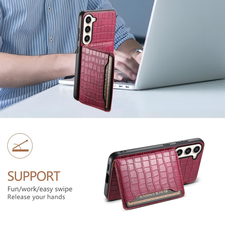 For Samsung Galaxy S23+ 5G Crocodile Texture Card Bag Design Full Coverage Phone Case(Red) - HoMEdemic™ 