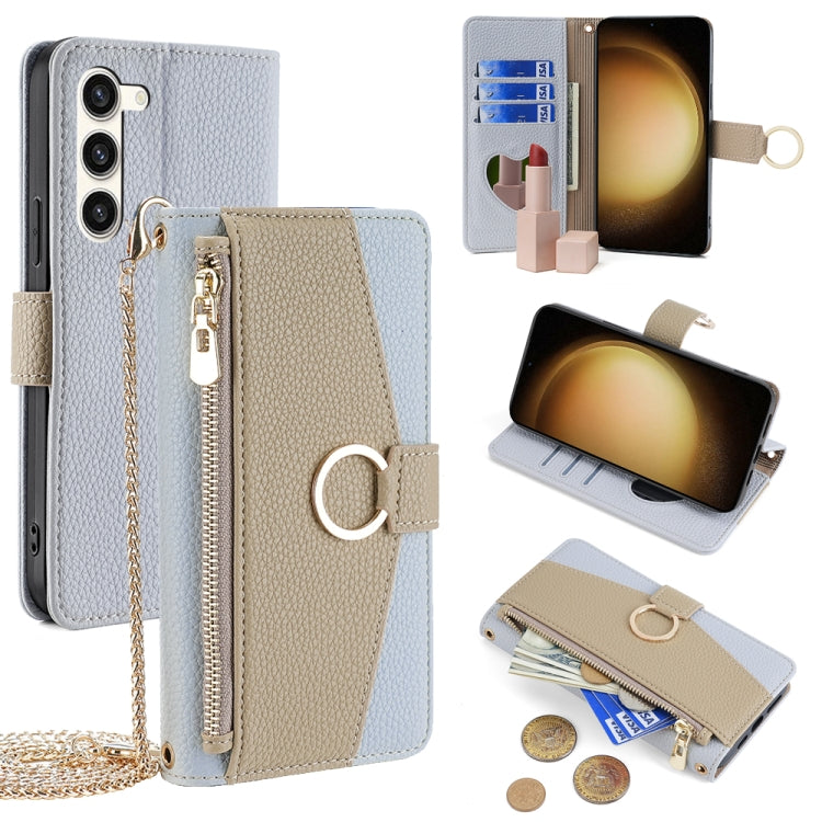 For Samsung Galaxy S23+ 5G Crossbody Litchi Texture Leather Phone Case(Blue) - HoMEdemic™ 