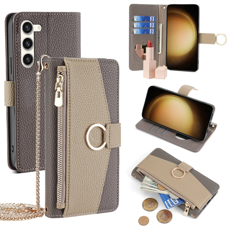 For Samsung Galaxy S23+ 5G Crossbody Litchi Texture Leather Phone Case(Grey) - HoMEdemic™ 