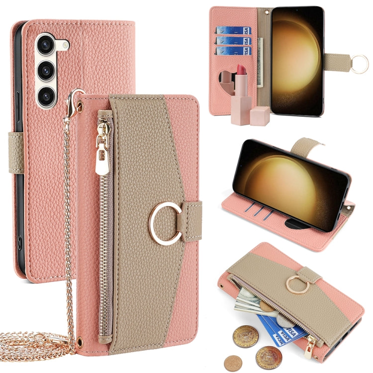For Samsung Galaxy S23+ 5G Crossbody Litchi Texture Leather Phone Case(Pink) - HoMEdemic™ 