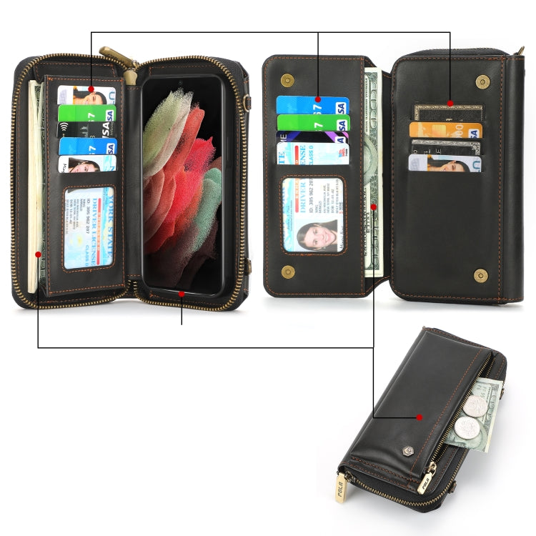 For Samsung Galaxy S23+ 5G Crossbody Multi-functional Zipper Wallet Leather Phone Case(Black) - HoMEdemic™ 