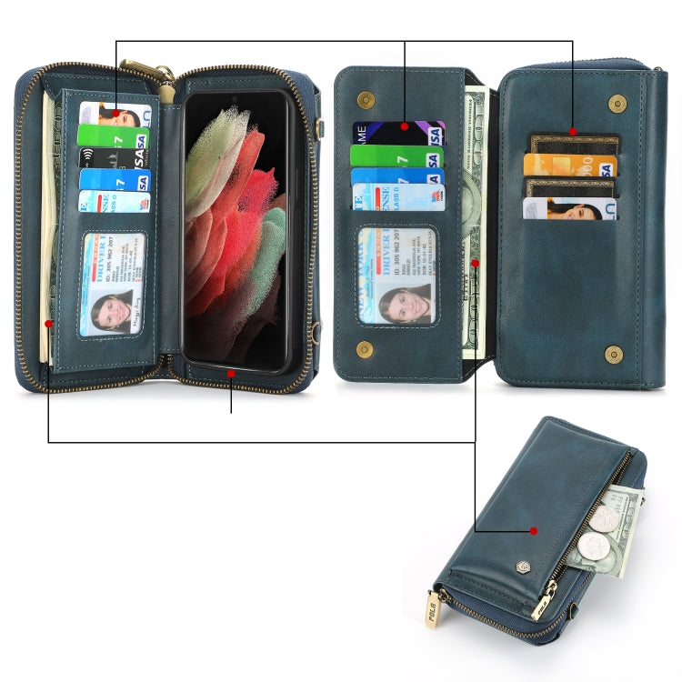 For Samsung Galaxy S23+ 5G Crossbody Multi-functional Zipper Wallet Leather Phone Case(Green) - HoMEdemic™ 