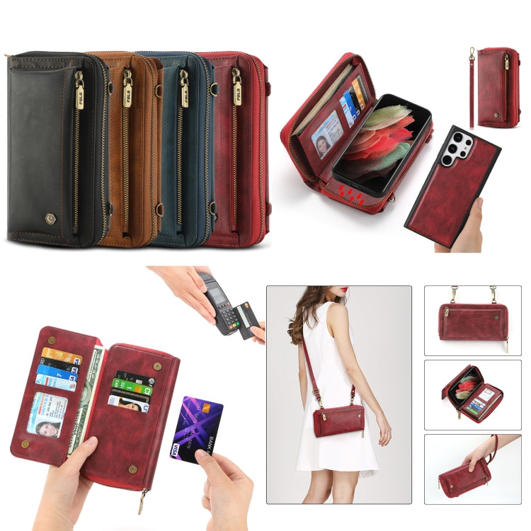 For Samsung Galaxy S23+ 5G Crossbody Multi-functional Zipper Wallet Leather Phone Case(Green) - HoMEdemic™ 