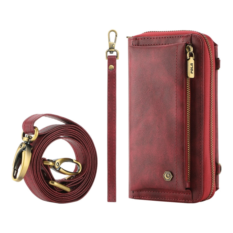 For Samsung Galaxy S23+ 5G Crossbody Multi-functional Zipper Wallet Leather Phone Case(Red) - HoMEdemic™ 
