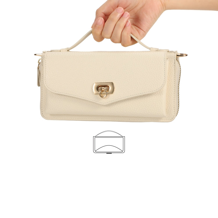 For Samsung Galaxy S23+ 5G Crossbody Multi-functional Zipper Wallet Litchi Leather Phone Case(Beige) - HoMEdemic™ 