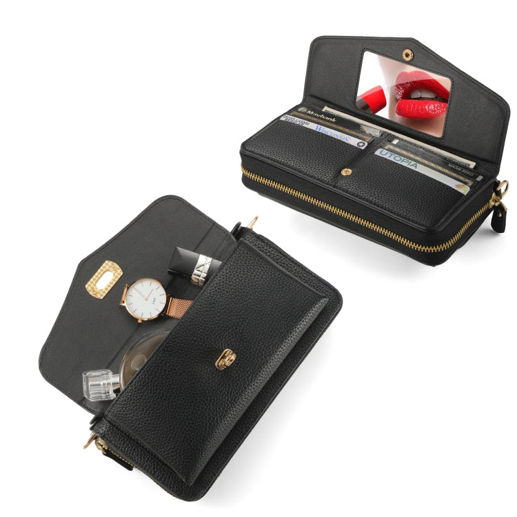 For Samsung Galaxy S23+ 5G Crossbody Multi-functional Zipper Wallet Litchi Leather Phone Case(Black) - HoMEdemic™ 