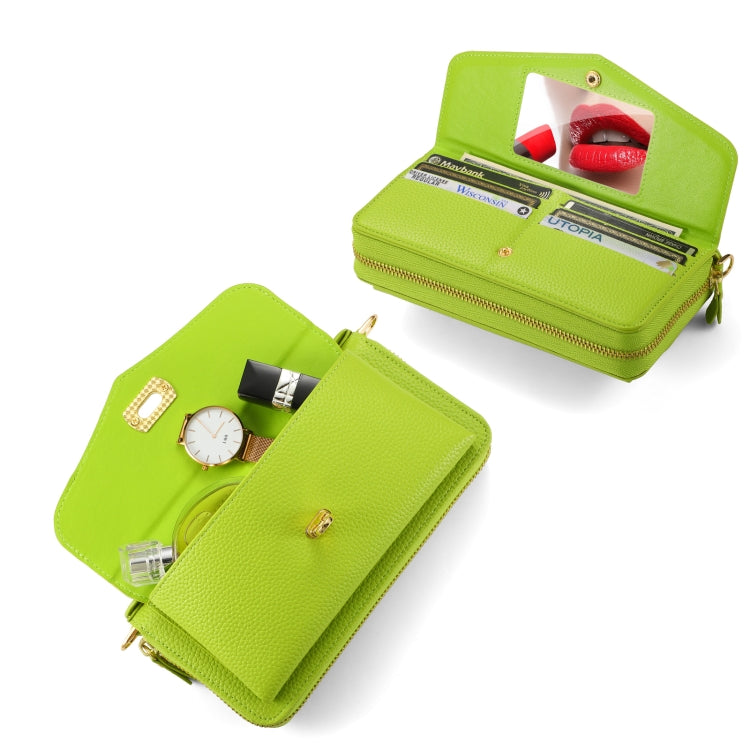 For Samsung Galaxy S23+ 5G Crossbody Multi-functional Zipper Wallet Litchi Leather Phone Case(Green) - HoMEdemic™ 