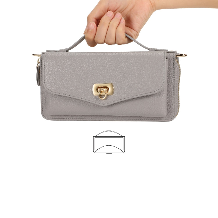 For Samsung Galaxy S23+ 5G Crossbody Multi-functional Zipper Wallet Litchi Leather Phone Case(Grey) - HoMEdemic™ 