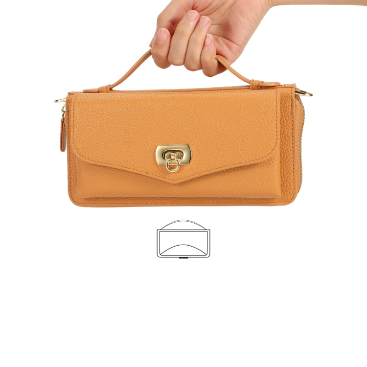 For Samsung Galaxy S23+ 5G Crossbody Multi-functional Zipper Wallet Litchi Leather Phone Case(Orange) - HoMEdemic™ 