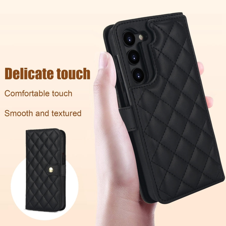 For Samsung Galaxy S23+ 5G Crossbody Multifunction Rhombic Leather Phone Case(Black) - HoMEdemic™ 
