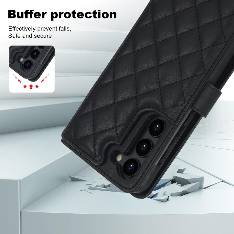 For Samsung Galaxy S23+ 5G Crossbody Multifunction Rhombic Leather Phone Case(Black) - HoMEdemic™ 