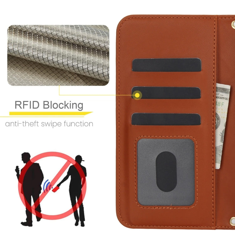 For Samsung Galaxy S23+ 5G Crossbody Multifunction Rhombic Leather Phone Case(Brown) - HoMEdemic™ 
