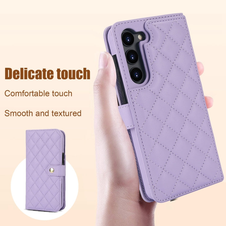 For Samsung Galaxy S23+ 5G Crossbody Multifunction Rhombic Leather Phone Case(Purple) - HoMEdemic™ 