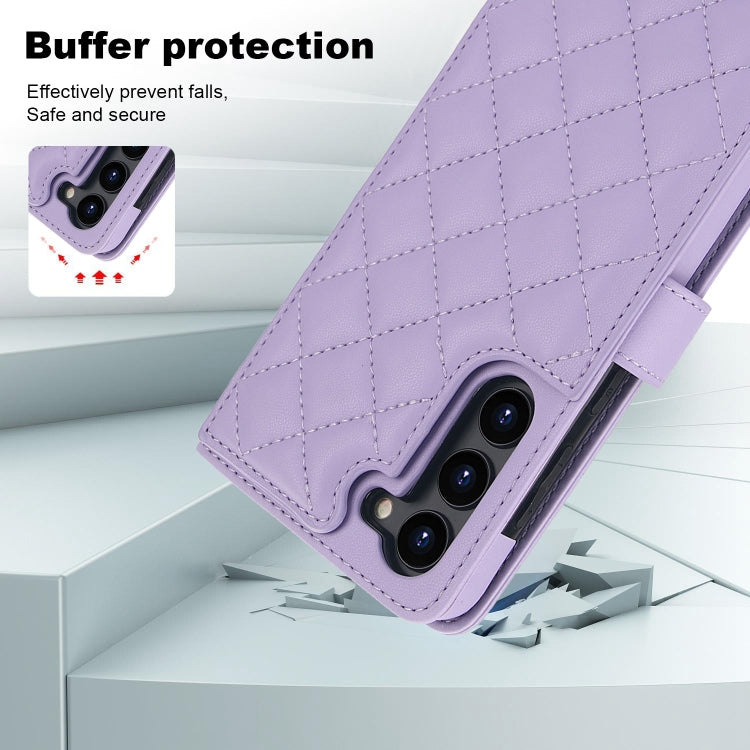 For Samsung Galaxy S23+ 5G Crossbody Multifunction Rhombic Leather Phone Case(Purple) - HoMEdemic™ 
