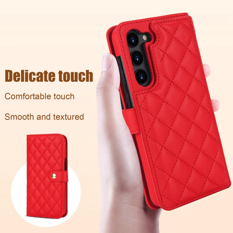 For Samsung Galaxy S23+ 5G Crossbody Multifunction Rhombic Leather Phone Case(Red) - HoMEdemic™ 