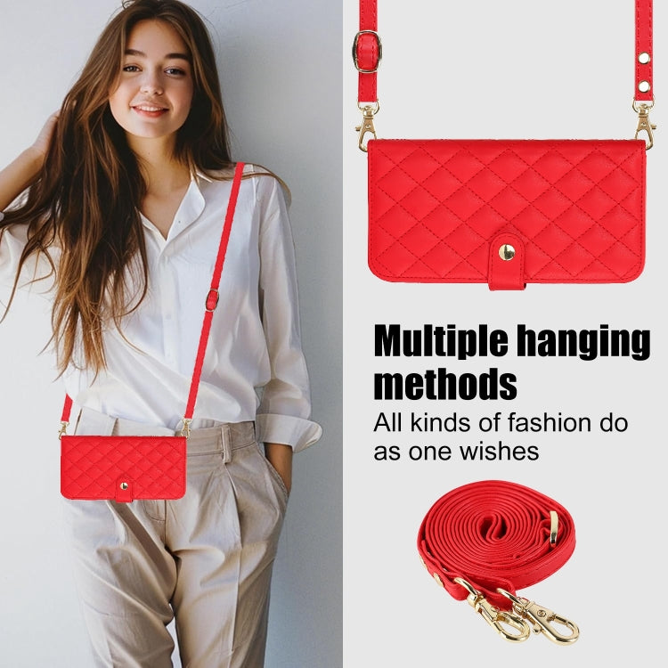 For Samsung Galaxy S23+ 5G Crossbody Multifunction Rhombic Leather Phone Case(Red) - HoMEdemic™ 