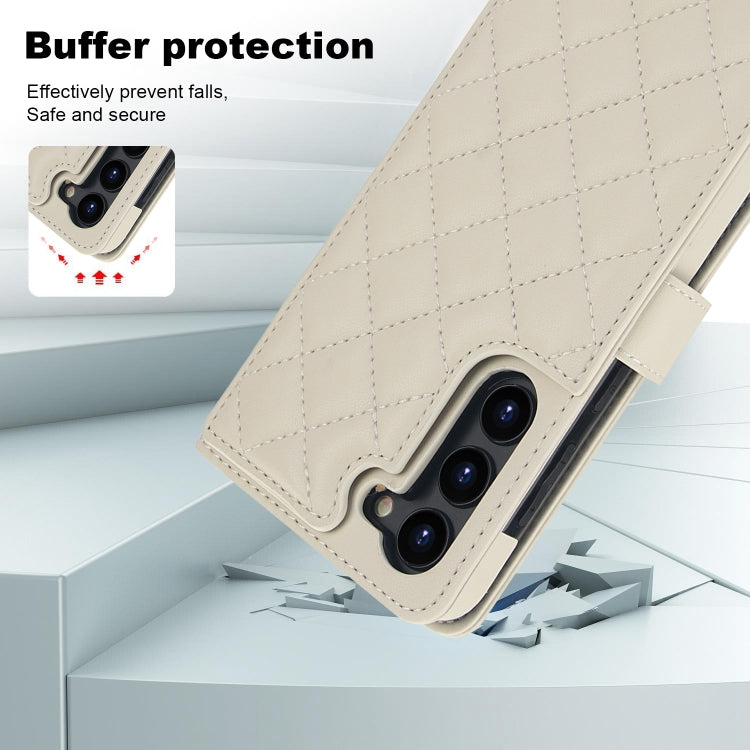 For Samsung Galaxy S23+ 5G Crossbody Multifunction Rhombic Leather Phone Case(White) - HoMEdemic™ 