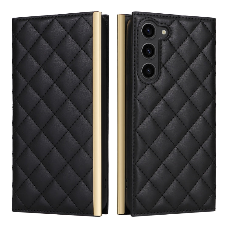 For Samsung Galaxy S23+ 5G Crossbody Rhombic Sucker Leather Phone Case(Black) - HoMEdemic™ 