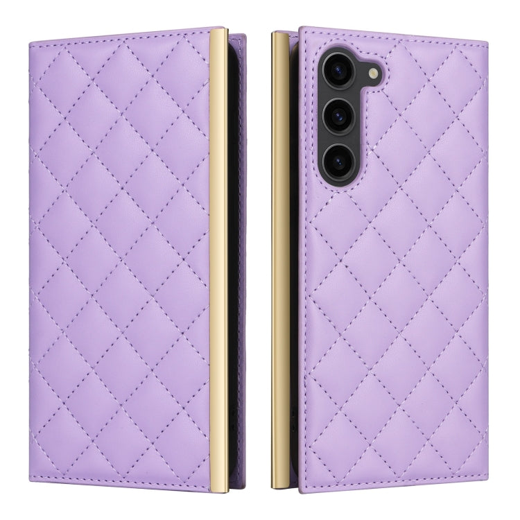 For Samsung Galaxy S23+ 5G Crossbody Rhombic Sucker Leather Phone Case(Purple) - HoMEdemic™ 