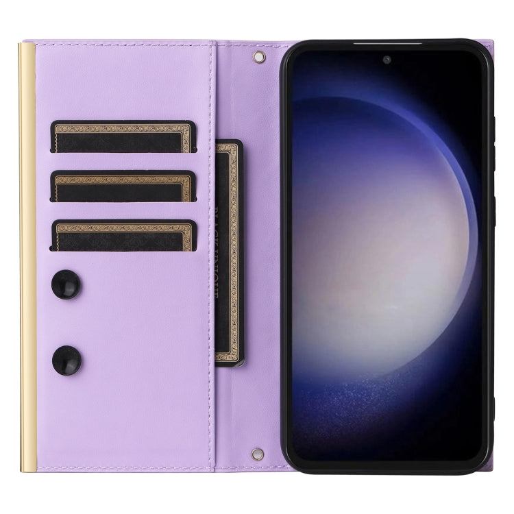For Samsung Galaxy S23+ 5G Crossbody Rhombic Sucker Leather Phone Case(Purple) - HoMEdemic™ 