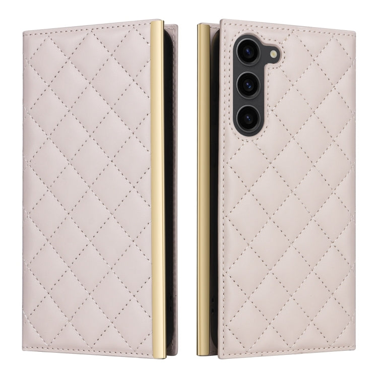 For Samsung Galaxy S23+ 5G Crossbody Rhombic Sucker Leather Phone Case(White) - HoMEdemic™ 
