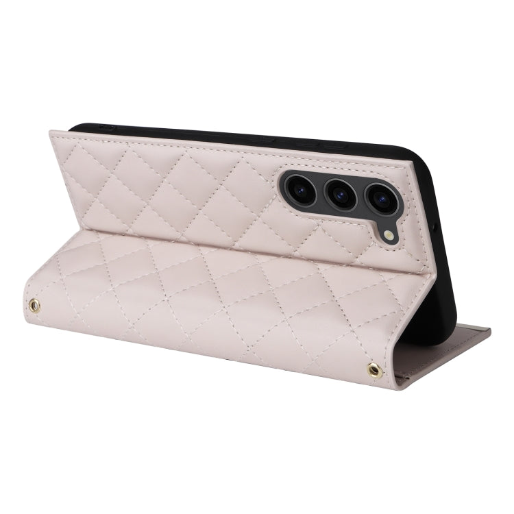 For Samsung Galaxy S23+ 5G Crossbody Rhombic Sucker Leather Phone Case(White) - HoMEdemic™ 