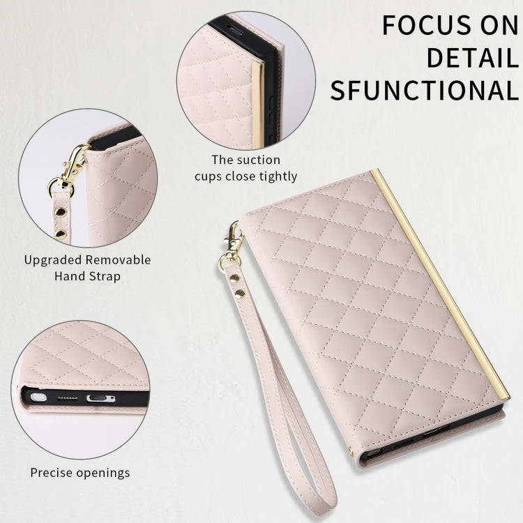 For Samsung Galaxy S23+ 5G Crossbody Rhombic Sucker Leather Phone Case(White) - HoMEdemic™ 